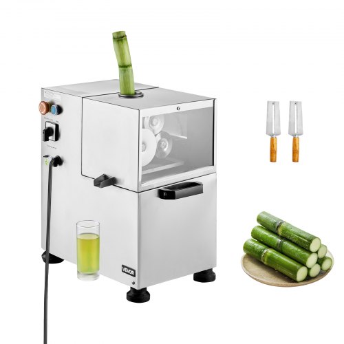 

VEVOR Presse à Canne à Sucre Électrique 800 W, Extracteur de Jus de Canne à Sucre Haut Rendement de 300 kg/h, avec 4 Rouleaux en Acier Inoxydable, pour Restaurant Bar Stand Supermarché Boissons