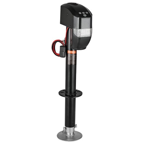 

VEVOR Cric de Remorque Électrique, 2267 kg, Cric de Camping-car Robuste avec Connecteur à 2 Voies, Télécommande, Manivelle, LED, Housse de Cric, Plage de Levage 255-860 mm, pour Remorques Camping-cars