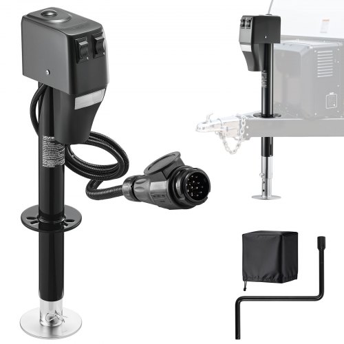 

VEVOR Cric Remorque Électrique Charge 2268 kg Cric Électrique de Camping-Car Plage Levage 230-686 mm pour Caravanes Camping-cars, avec Connecteur à 13 Broches, Housse Étanche, Éclairage LED, 12 V CC