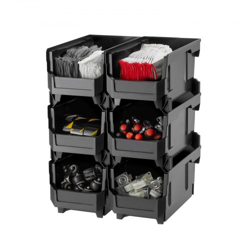Bacs de rangement — 37,7 × 21,5 × 18 cm, lot de 6, 6 bacs