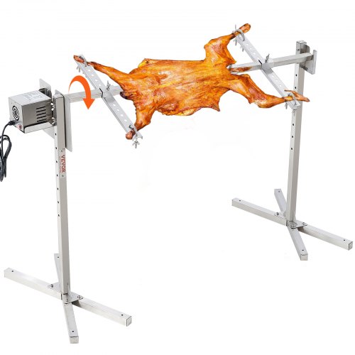 

VEVOR Barbecue Rôtissoire 116 cm, Kit de Rôtisserie Électrique Charge 41 kg, Tournebroche Électrique Moteur Automatique 42 W, en Inox, Hauteur Réglable, avec Bouclier Thermique, pour Agneau Porcelet