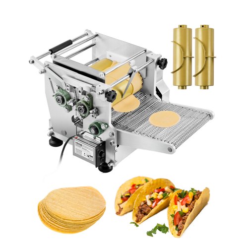 VEVOR Machine automatique de fabrication de tortillas de maïs avec revêtement antiadhésif et deux moules (10 cm et 15 cm), presse à tortillas électriq