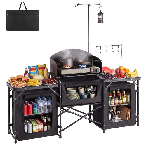 VEVOR Cuisine de Camping Pliable Table de Camping Portable avec 3
