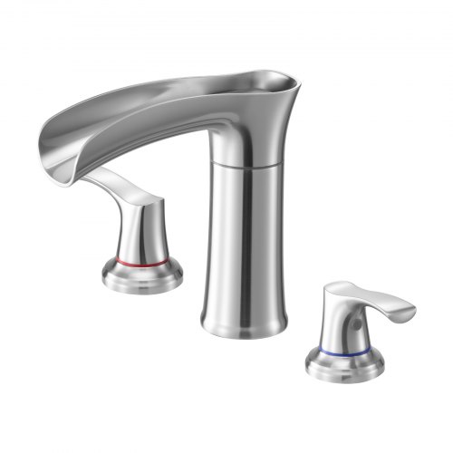 

VEVOR Mitigeur de Baignoire Romaine, Robinet de Bain Cascade, Ensemble de Robinetterie 3 Trous avec 2 Poignées, en Alliage de Zinc, Montage sur Pont, pour Lavage des Animaux Salle de Bains, Argenté