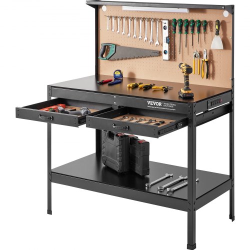 

VEVOR Établi Multifonctionnel 120x60 cm avec Table de Travail en Panneau Perforé