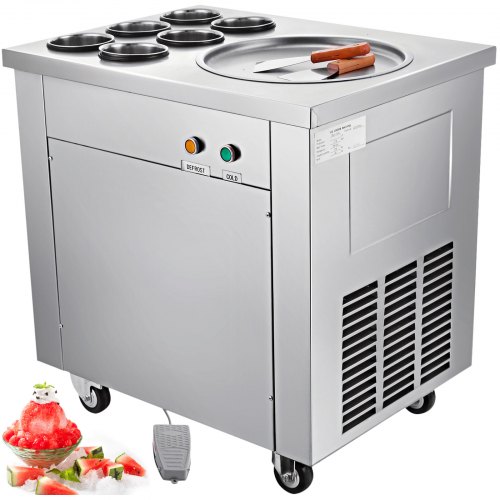 Machine à La Glace Yogourt Fritée, Crème Glacée, Acier Inoxydable, 6 Cylindres