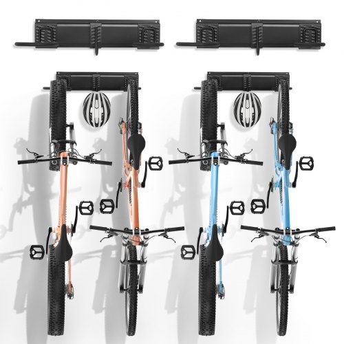 

VEVOR Support de rangement pour vélo, 914,4 mm, 4 porte-vélos et 2 crochets pour casques, organisateur de maison et de garage, charge 90,7 kg, support mural réglable pour différentes tailles de vélo