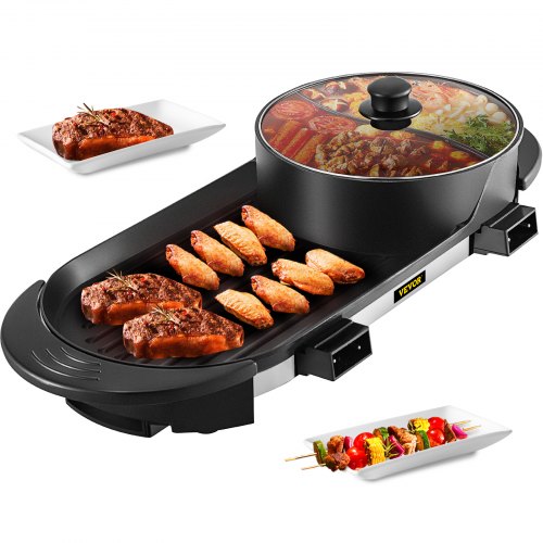 VEVOR Gril Électrique Multifonctionnel Pot Chaud d'Intérieur de Gril 2200W