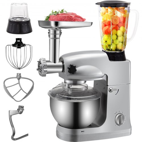 Vevor Robot Pâtissier Multifonction Batteur Sur Socle 4 En 1 Argent Cuisine 5 l