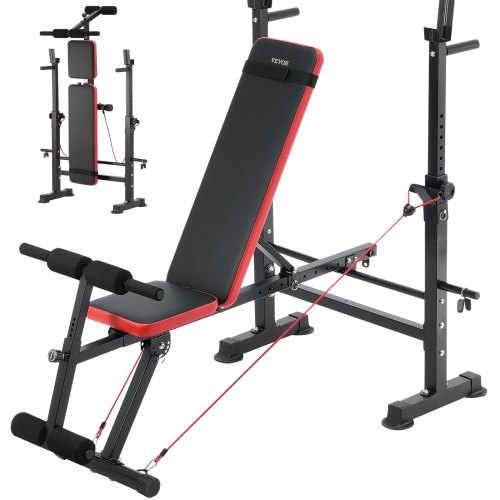 

VEVOR Banc de Musculation Multifonctionnel Pliable Ajustable Incliné et Plat Gym