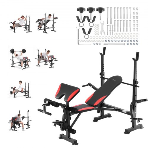 

VEVOR Banc de Musculation Réglable et Pliable Capacité 299 kg pour Domicile Gym