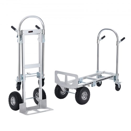 

VEVOR Diable Pliant en Aluminium 2-en-1 Diable Chariot de Déménagement de Manutention Charge 454 kg Diable Convertible en Chariot à Plate-forme Roues Caoutchouc PU pour Transport Entrepôt Marchandises