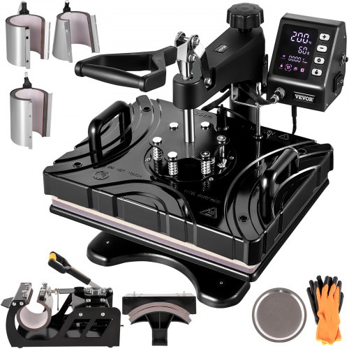 VEVOR Presse à Chaud 8 en 1 Machine de Sublimation de Transfert Noire 12X15