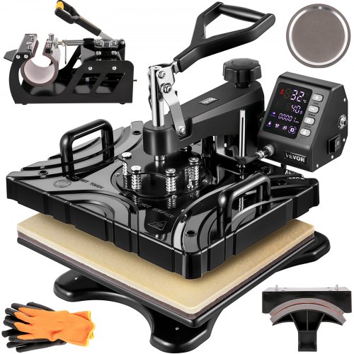 VEVOR Presse à Chaud 5 en 1 Machine d'Impression Textile Sublimation T-Shirts Tasse Tasse Casquettes
