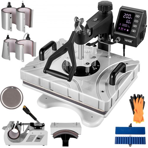 VEVOR Presse à Chaud Transfert Digital 10 en 1 Machine de Sublimation de Transfert 38X30 Numérique Presse Machine 1000 W Presse à Chaud Blanche à Stylo Chemises Machine T-shirt Affichage LCD Numérique