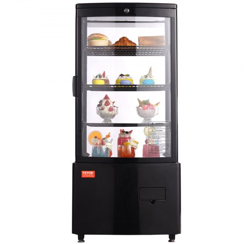 

VEVOR Vitrine Réfrigérée Commerciale 85 L, Vitrine à Pâtisserie 3 Niveaux, Réfrigérateur avec Éclairage LED, Refroidissement TURBO, Refroidissement par Air Sans Givre, pour Boulangerie Gâteaux