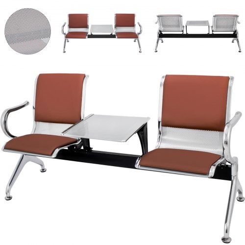 Banc D'attente Pour Salle D'attente 2 Sièges En Cuir Pu Aéroport Bras De Travail