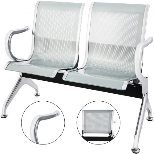 Banc Salle D'attente 2 Sièges Métal Capacité De 300kg Aéroport Usage Intensif