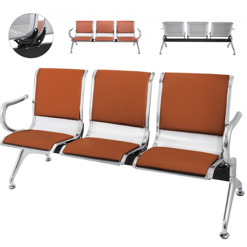 Banc Salle D'attente 3 Sièges En Cuir Pu Confortable Pour Invités Barbier