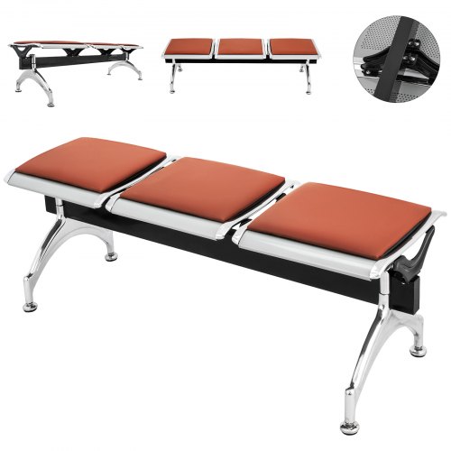 Banc Attente Salle D'attente 3 Sièges En Cuir Pu Bureau Réception Ergonomique