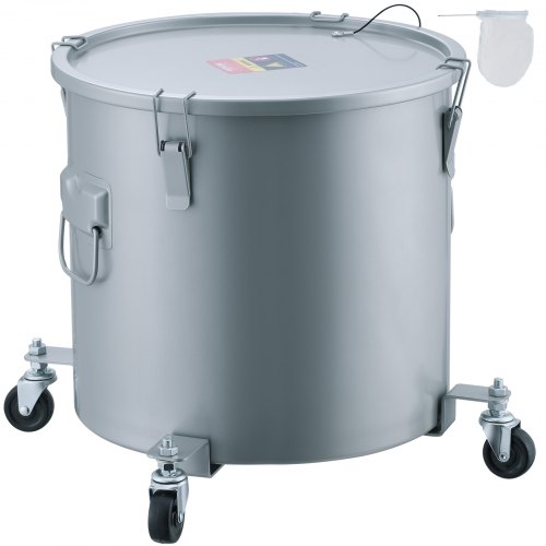 

VEVOR Collecte Huile et Graisse Usagées sur Roulettes, 60,5 L, Fut de Récupération d'Huile pour Friteuse en Acier au Carbone, Récipient d'Huile avec Couvercle, Pinces de Verrouillage, Sac Filtrant