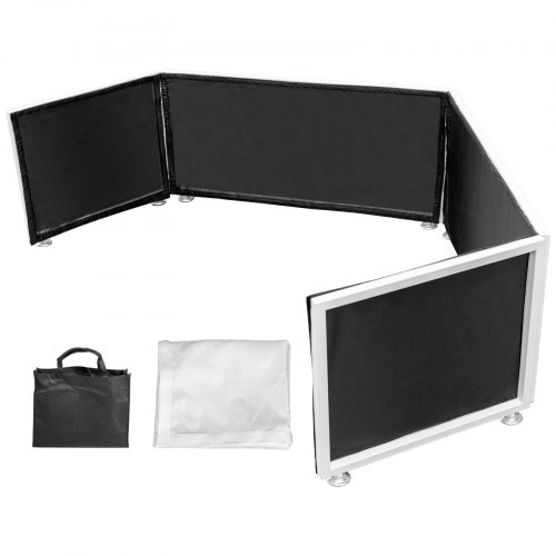 Dj Façade En Lycra Blanc écran Dj Dépliable 40x270 Cm Facile à Installer Support