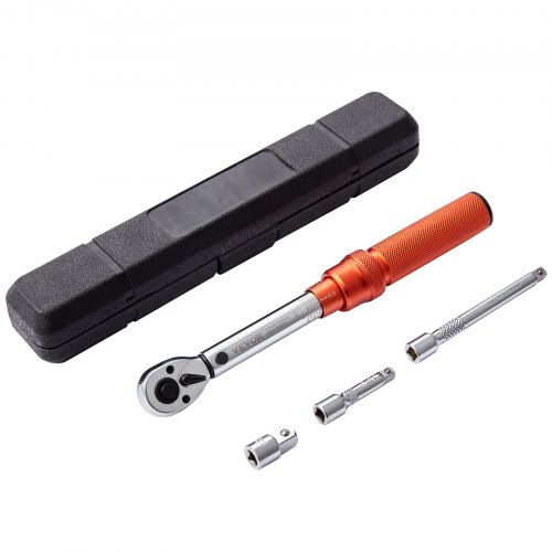 

VEVOR 1/4" Clé Dynamométrique Mécanique Clé de Torsion 2,3-23 N.m Précision ±3% Clé à Cliquet Réglable 72 Dents Contre Surcouple avec Adaptateurs et Rallonge de 127 mm Kit d’Entretien pour Auto Moto
