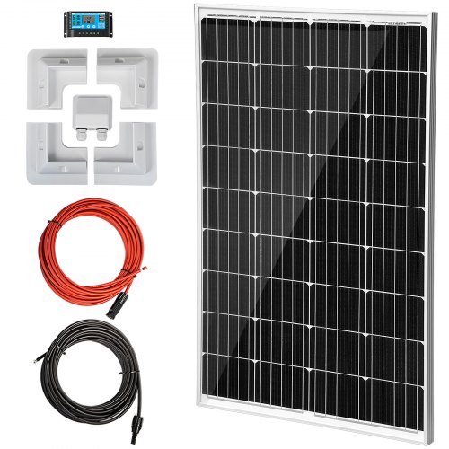 Vevor 100w Kit Panneau Solaire Mono Bateaux Contrôleur Charge Pwm Support Abs