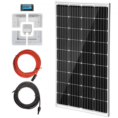Vevor 150w Kit Panneau Solaire Mono Contrôleur Charge Pwm Caravane Support Abs