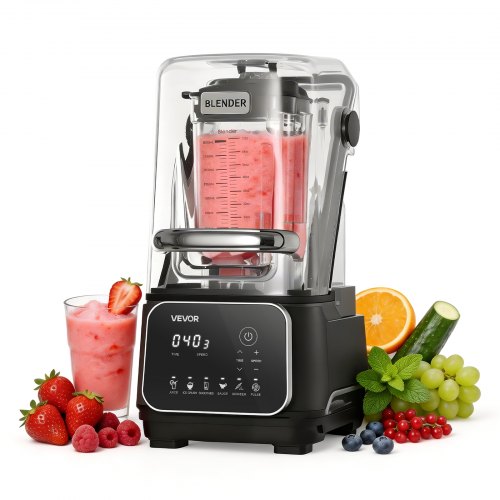 

VEVOR Blender Professionnel, Mixeur Smoothie de Comptoir 2 L 2200 W 26000 tr/min, pour Milkshakes Jus de Fruits Purées Cuisine, avec Capot, Autonettoyant, Vitesse Réglable, 6 Programmes Prédéfinis