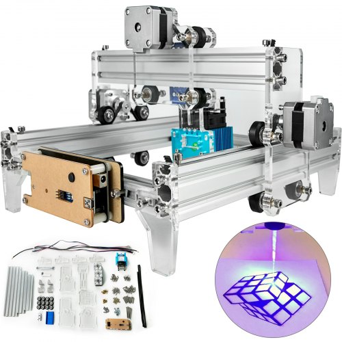 VEVOR Machine de Gravure 15 W Mini Graveur Laser 19x13 cm Zone de Travail, Kit de Graveur Laser Bricolage Imprimante Laser avec Trois Moteurs Tableau de Contrôle GRBL pour Graver Couper PVC Bois Cuir