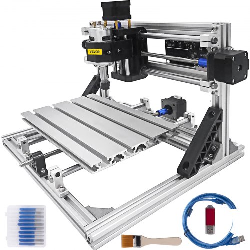 VEVOR Kit De Routeur Avec Graveur Laser CNC 240 x 180 MM, DIY Kit De Gravure 3 Axes, Fraiseuse de Contrôle Tableau de contrôle GRBL, Gravure au Laser pour PCB PVB Bois