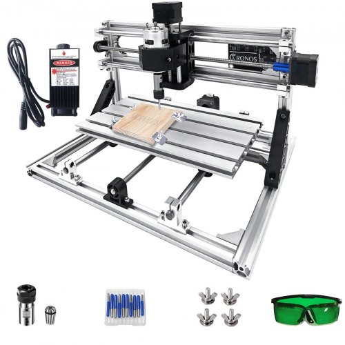 VEVOR Kit De Routeur Avec Graveur Laser CNC 300 x 180 mm, DIY Kit De Gravure 3 Axes Profilé d'aluminium 2020, Machine de Gravure 2500 mW, Gravure au Laser Tableau de contrôle GRBL Pour Bois PVB