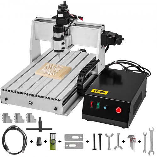 VEVOR Machine à Graver CNC 3040 à 3 Axes 300x400x55mm Kit Machine de Gravure Pro 300W Fraisage CNC Routeur Fraiseuse avec Logiciel MACH3 USB pour Plastique, Bois, Acrylique, PVC, Circuits Imprimés