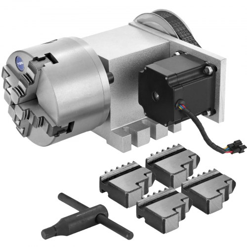VEVOR Axe Rotatif de Rotation CNC, Routeur CNC 4 Mâchoires, Moteur Pas à Pas 57-2A, Gravure de Mandrin ?100mm, Machine de Gravure à Quatre Axes