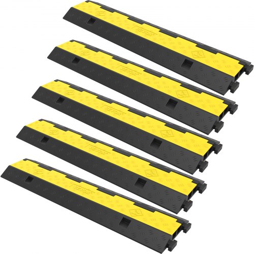 VEVOR Rampe de Protection Câble Lot de 5 à 2 Canaux Passage de Câble au Sol Caoutchouc PVC Passe Câb