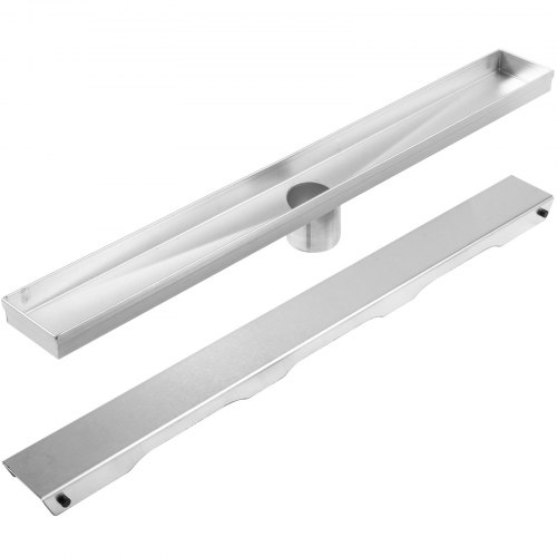 Vevor Caniveau Douche Inox Siphon Sol Drain évacuation D'eau 91x7 Cm Argenté