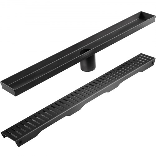Vevor Caniveau Douche Siphon Sol Inox Drain évacuation Eau à Fente 91x7cm Noir