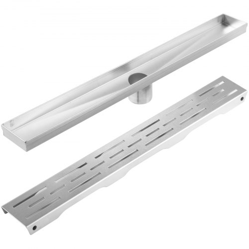 Vevor Caniveau Douche Inox Siphon Sol Drain évacuation D'eau 61x7cm Argenté