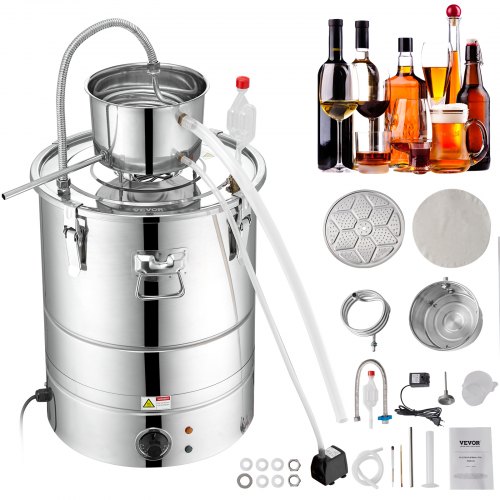 VEVOR Distillateur Alambic Intégré 50 L Chaudière à Spiritueux en Inox Alimentaire Distillateur d'Al