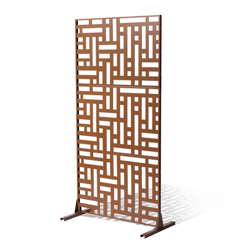 

VEVOR Brise-vue en Métal, 120x193 cm, Panneau Intimité Autoportant avec Support, Écran de Confidentialité Décoratif, Paravent Séparateur Extérieur pour Patio, Balcon, Salle Intérieure, Jardin, Marron