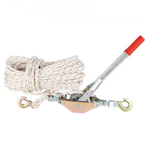 

VEVOR Tire Fort Traction 3/4 T Treuil Manuel à Cliquet Charge 0,75 T Corde 30,48 m Diamètre 15 mm avec 2 Crochets Outil d'Extraction Robuste pour Déplacer des Bateaux, Articles, Transporter des Bûches
