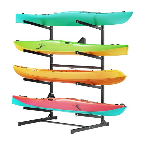 

VEVOR Support Autoportant pour 4 Kayaks, Porte Kayak de Rangement en Acier au Carbone, Stockage pour Canoë Bateau SUP Planche de Surf, Utilisation en Garage Quai Intérieur Extérieur, Capacité 100 kg