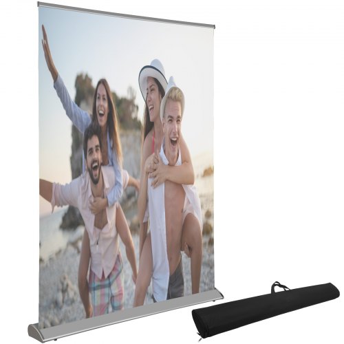 VEVOR Écran de Projection Autoportant 120 Portable Toile de Projection Autoportante 268x200 cm Anti-Plis Écran de Projecteur Plancher 16:9 HD Enroulable Manuel au Sol Salle de Classe Bureau Extérieur