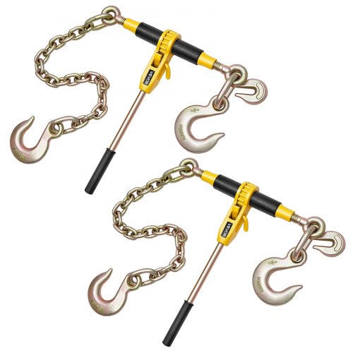 

VEVOR Tendeur à Cliquet avec Chaîne d'Arrimage G80 10 mm x 62 cm, Lot de 2, Charge 4173 kg, Attaches de Chaîne Transport Compatible Chaînes 10-12,7 mm pour Sécuriser Charges, Remorque Camion à Plateau