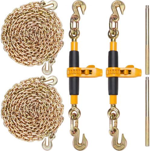 

VEVOR Chaîne d'Arrimage à Tendeur Lot de 2 Classeur à Chaîne G80 à Cliquet 0,8-0,9 cm Capacité de Charge 3220 kg Poignée Antidérapante pour Sécuriser les Charges, Transport, Remorque Camion à Plateau