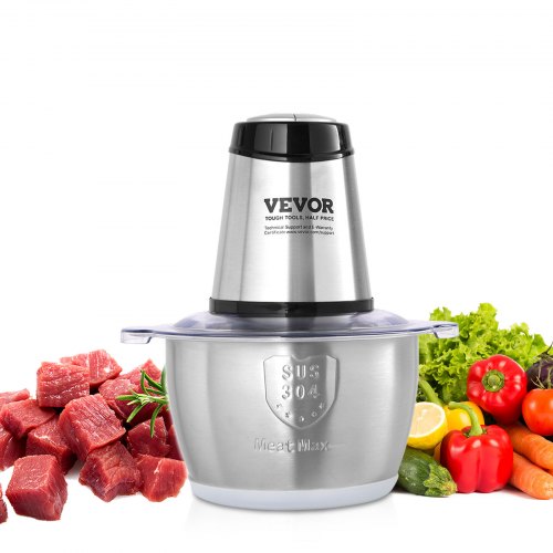 VEVOR Hachoir Électrique Multifonctionnel 400 W Hachoir à Viande avec Bol Inox 2 L 8 Tasses Lame Ino