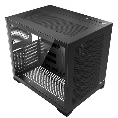 

VEVOR Boîtier PC Gamer, Tour Moyenne à Double Chambre, avec Panneau Verre Trempé, Filtre Anti-poussière Magnétique, Gestion de Câbles, pour GPU 410 mm Longueur, pour ATX, M-ATX, ITX, sans Ventilateur
