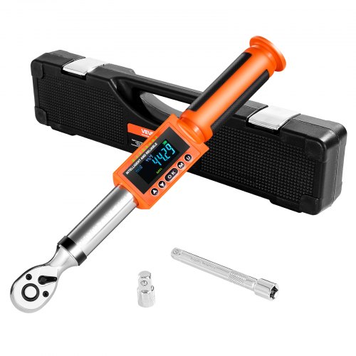 

VEVOR Clé Dynamométrique Numérique à Entraînement 9,5 mm Plage 0-135 N.m, 72 Dents, Haute Précision, avec Valeur Prédéfinie, Avertisseur Sonore et LED, pour Réparation Automobile et Moto, Orange