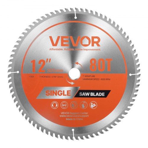 

VEVOR Lame de scie circulaire Ø 305 mm, lame de coupe pour scie circulaire, 80 dents alliage, arbre 25,4 mm, finition soignée, avec évents de chauffage antibruit, pour couper contreplaqué et bois dur